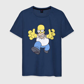 Мужская футболка хлопок с принтом Angry Homer , 100% хлопок | прямой крой, круглый вырез горловины, длина до линии бедер, слегка спущенное плечо. | angry homer simpson симпсон злой гомер барт