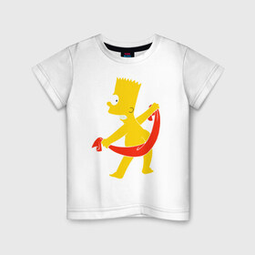 Детская футболка хлопок с принтом Барт с полотенцем , 100% хлопок | круглый вырез горловины, полуприлегающий силуэт, длина до линии бедер | Тематика изображения на принте: барт с полотенцем the simpson симпсоны bart