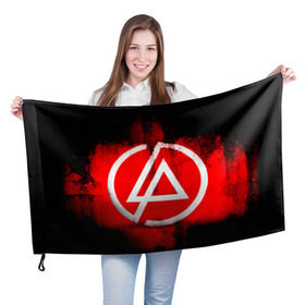Флаг 3D с принтом Linkin Park , 100% полиэстер | плотность ткани — 95 г/м2, размер — 67 х 109 см. Принт наносится с одной стороны | Тематика изображения на принте: linkin park | линкин парк | логотип | рок