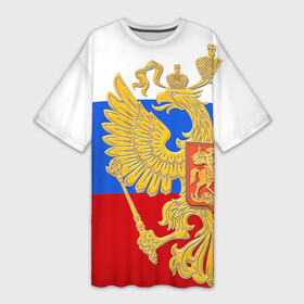 Платье-футболка 3D с принтом Флаг и герб РФ ,  |  | Тематика изображения на принте: герб | патриот | россия | рф | флаг
