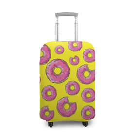 Чехол для чемодана 3D с принтом Пончики , 86% полиэфир, 14% спандекс | двустороннее нанесение принта, прорези для ручек и колес | donut | simpsons | паттерн | пончик