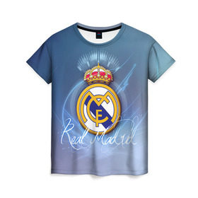 Женская футболка 3D с принтом Real Madrid , 100% полиэфир ( синтетическое хлопкоподобное полотно) | прямой крой, круглый вырез горловины, длина до линии бедер | real madrid | реал мадрид | спорт | футбол