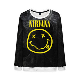Мужской свитшот 3D с принтом Nirvana , 100% полиэстер с мягким внутренним слоем | круглый вырез горловины, мягкая резинка на манжетах и поясе, свободная посадка по фигуре | cobain | curt | nirvana | rock | smile | кобейн | курт | рок | смайл