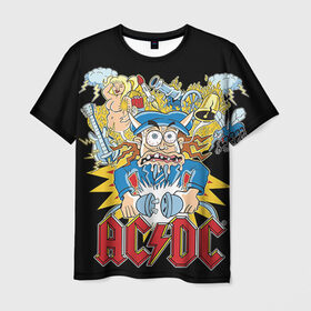 Мужская футболка 3D с принтом AC/DC , 100% полиэфир | прямой крой, круглый вырез горловины, длина до линии бедер | ac dc | acdc | rock | рок | эйсидиси