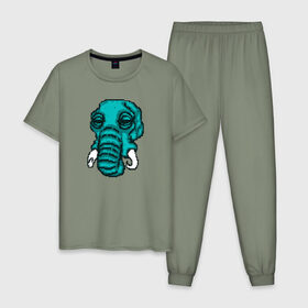 Мужская пижама хлопок с принтом Rufus , 100% хлопок | брюки и футболка прямого кроя, без карманов, на брюках мягкая резинка на поясе и по низу штанин
 | Тематика изображения на принте: elephant | hotline miami | hotlinemiami | слон