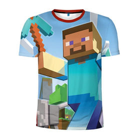 Мужская футболка 3D спортивная с принтом Майнкрафт , 100% полиэстер с улучшенными характеристиками | приталенный силуэт, круглая горловина, широкие плечи, сужается к линии бедра | Тематика изображения на принте: game | minecraft | pixel | майнкрафт | овцы