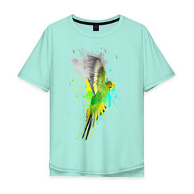 Мужская футболка хлопок Oversize с принтом Волнистый попугай , 100% хлопок | свободный крой, круглый ворот, “спинка” длиннее передней части | Тематика изображения на принте: myparrots | попугаи | птицы | цветы