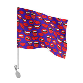 Флаг для автомобиля с принтом Губы , 100% полиэстер | Размер: 30*21 см | губы | зубы | рот | улыбка