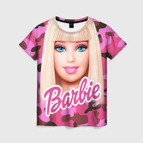 Женская футболка 3D с принтом Барби , 100% полиэфир ( синтетическое хлопкоподобное полотно) | прямой крой, круглый вырез горловины, длина до линии бедер | swag | барки | девушкам | камуфляж | свэг