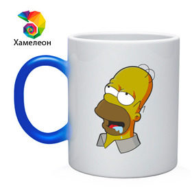 Кружка хамелеон с принтом Simpsons , керамика | меняет цвет при нагревании, емкость 330 мл | simpsons donut brain симпсон гомер homer