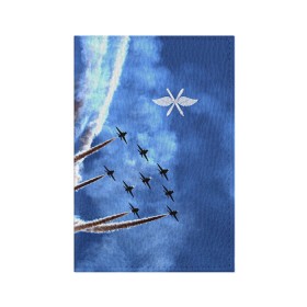 Обложка для паспорта матовая кожа с принтом Самолеты в небе , натуральная матовая кожа | размер 19,3 х 13,7 см; прозрачные пластиковые крепления | Тематика изображения на принте: авиатор | авиация | ввс | герб | летчику | небо | самолет | флаг