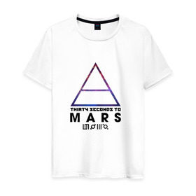 Мужская футболка хлопок с принтом Thirty seconds to mars cosmos , 100% хлопок | прямой крой, круглый вырез горловины, длина до линии бедер, слегка спущенное плечо. | 30 | cosmos | mars | seconds | to