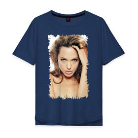 Мужская футболка хлопок Oversize с принтом Анджелина Джоли , 100% хлопок | свободный крой, круглый ворот, “спинка” длиннее передней части | Тематика изображения на принте: angelina jolie | анджелина джоли | кинозвезда