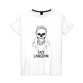 Женская футболка хлопок с принтом Tate Langdon , 100% хлопок | прямой крой, круглый вырез горловины, длина до линии бедер, слегка спущенное плечо | american | horror | story | американкая | история