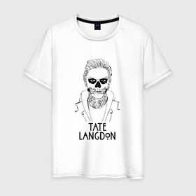 Мужская футболка хлопок с принтом Tate Langdon , 100% хлопок | прямой крой, круглый вырез горловины, длина до линии бедер, слегка спущенное плечо. | american | horror | story | американкая | история