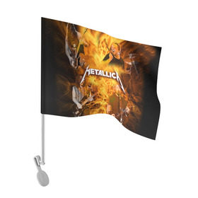 Флаг для автомобиля с принтом METALLICA , 100% полиэстер | Размер: 30*21 см | metallica | rock | металлика | метла | рок