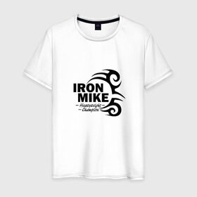 Мужская футболка хлопок с принтом Iron Mike Tyson , 100% хлопок | прямой крой, круглый вырез горловины, длина до линии бедер, слегка спущенное плечо. | майк тайсон