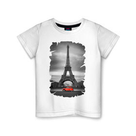 Детская футболка хлопок с принтом Эйфелева башня , 100% хлопок | круглый вырез горловины, полуприлегающий силуэт, длина до линии бедер | Тематика изображения на принте: france | paris | париж | франция | эйфелева башня