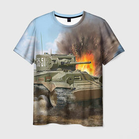 Мужская футболка 3D с принтом Танк , 100% полиэфир | прямой крой, круглый вырез горловины, длина до линии бедер | армия | войска | сила | танк | танки | танкист | танковые войска