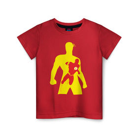 Детская футболка хлопок с принтом Flash Minimalist Comics , 100% хлопок | круглый вырез горловины, полуприлегающий силуэт, длина до линии бедер | flash minimalist comics justice flash флеш