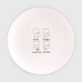 Тарелка 3D с принтом  Bart Emotions , фарфор | диаметр - 210 мм
диаметр для нанесения принта - 120 мм | Тематика изображения на принте: emotions bart simpson барт симпсон эмоции