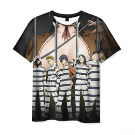 Мужская футболка 3D с принтом Prison School , 100% полиэфир | прямой крой, круглый вырез горловины, длина до линии бедер | kangoku gakuen | kiyoshi fujino | киёши фуджино | призон скул