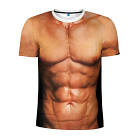 Мужская футболка 3D спортивная с принтом Идеальное тело , 100% полиэстер с улучшенными характеристиками | приталенный силуэт, круглая горловина, широкие плечи, сужается к линии бедра | Тематика изображения на принте: идеальное | пресс | спорт | тело | торс