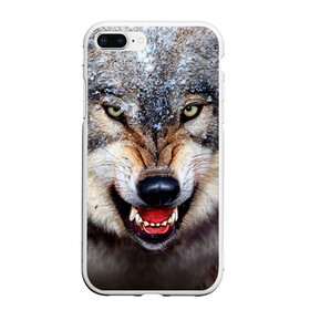 Чехол для iPhone 7Plus/8 Plus матовый с принтом Волк , Силикон | Область печати: задняя сторона чехла, без боковых панелей | Тематика изображения на принте: волк | животные | злой волк | зубы | оскал