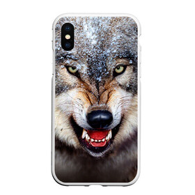 Чехол для iPhone XS Max матовый с принтом Волк , Силикон | Область печати: задняя сторона чехла, без боковых панелей | Тематика изображения на принте: волк | животные | злой волк | зубы | оскал