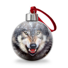 Ёлочный шар с принтом Волк , Пластик | Диаметр: 77 мм | Тематика изображения на принте: волк | животные | злой волк | зубы | оскал