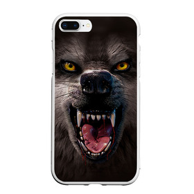 Чехол для iPhone 7Plus/8 Plus матовый с принтом Злой волк , Силикон | Область печати: задняя сторона чехла, без боковых панелей | Тематика изображения на принте: волк | животные | злой волк | зубы | оскал