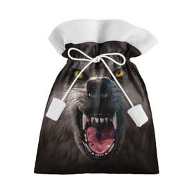 Подарочный 3D мешок с принтом Злой волк , 100% полиэстер | Размер: 29*39 см | Тематика изображения на принте: волк | животные | злой волк | зубы | оскал