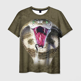 Мужская футболка 3D с принтом Кобра , 100% полиэфир | прямой крой, круглый вырез горловины, длина до линии бедер | змея | зубы | кобра