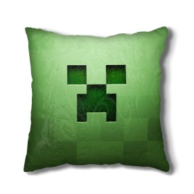 Подушка 3D с принтом Minecraft , наволочка – 100% полиэстер, наполнитель – холлофайбер (легкий наполнитель, не вызывает аллергию). | состоит из подушки и наволочки. Наволочка на молнии, легко снимается для стирки | Тематика изображения на принте: крипер