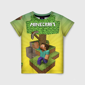 Детская футболка 3D с принтом Minecraft , 100% гипоаллергенный полиэфир | прямой крой, круглый вырез горловины, длина до линии бедер, чуть спущенное плечо, ткань немного тянется | крипер
