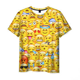 Мужская футболка 3D с принтом Emoji , 100% полиэфир | прямой крой, круглый вырез горловины, длина до линии бедер | Тематика изображения на принте: emoji | смайлы | эмоджи