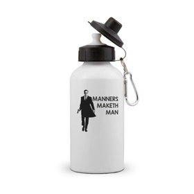 Бутылка спортивная с принтом Manners Maketh Man , металл | емкость — 500 мл, в комплекте две пластиковые крышки и карабин для крепления | manners maketh man kingsman кингсман