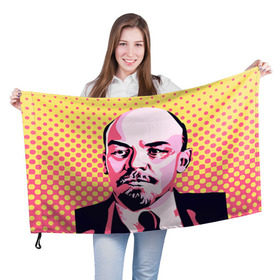 Флаг 3D с принтом Поп-арт. Ленин , 100% полиэстер | плотность ткани — 95 г/м2, размер — 67 х 109 см. Принт наносится с одной стороны | lenin | ильич | ленин | поп арт | ретро | ссср | товарищ