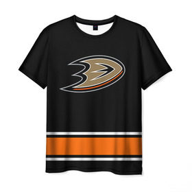 Мужская футболка 3D с принтом Anaheim Ducks Selanne , 100% полиэфир | прямой крой, круглый вырез горловины, длина до линии бедер | Тематика изображения на принте: anaheim ducks selanne | nhl | спорт | хоккей