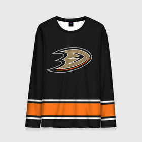 Мужской лонгслив 3D с принтом Anaheim Ducks Selanne , 100% полиэстер | длинные рукава, круглый вырез горловины, полуприлегающий силуэт | Тематика изображения на принте: anaheim ducks selanne | nhl | спорт | хоккей