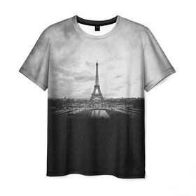 Мужская футболка 3D с принтом Париж , 100% полиэфир | прямой крой, круглый вырез горловины, длина до линии бедер | Тематика изображения на принте: 