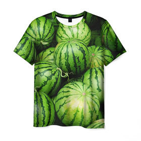 Мужская футболка 3D с принтом Арбузы , 100% полиэфир | прямой крой, круглый вырез горловины, длина до линии бедер | Тематика изображения на принте: арбуз | еда | фрукт | ягода