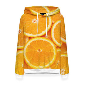 Женская толстовка 3D с принтом Апельсин , 100% полиэстер  | двухслойный капюшон со шнурком для регулировки, мягкие манжеты на рукавах и по низу толстовки, спереди карман-кенгуру с мягким внутренним слоем. | Тематика изображения на принте: апельсин | еда | лимон | фрукт