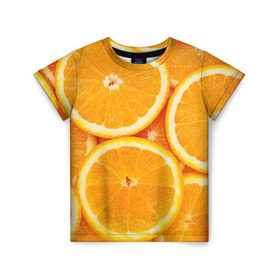 Детская футболка 3D с принтом Апельсин , 100% гипоаллергенный полиэфир | прямой крой, круглый вырез горловины, длина до линии бедер, чуть спущенное плечо, ткань немного тянется | апельсин | еда | лимон | фрукт