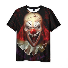 Мужская футболка 3D с принтом Зомби клоун , 100% полиэфир | прямой крой, круглый вырез горловины, длина до линии бедер | halloween | злодей | злой | клоун | монстр | хэлоуин