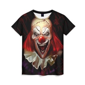 Женская футболка 3D с принтом Зомби клоун , 100% полиэфир ( синтетическое хлопкоподобное полотно) | прямой крой, круглый вырез горловины, длина до линии бедер | halloween | злодей | злой | клоун | монстр | хэлоуин
