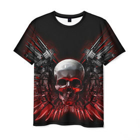 Мужская футболка 3D с принтом Череп с оружием , 100% полиэфир | прямой крой, круглый вырез горловины, длина до линии бедер | skull | skulls | неудержимые | череп | черепа