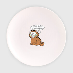 Тарелка с принтом Garfield Smiling Cat , фарфор | диаметр - 210 мм
диаметр для нанесения принта - 120 мм | garfield smiling cat гарфилд кот