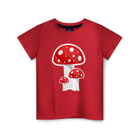 Детская футболка хлопок с принтом Грибы , 100% хлопок | круглый вырез горловины, полуприлегающий силуэт, длина до линии бедер | Тематика изображения на принте: mushrooms | грибы