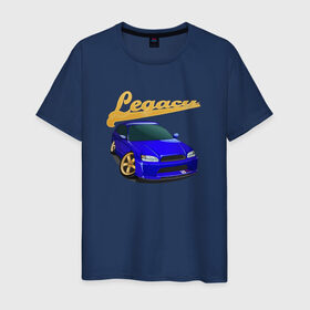 Мужская футболка хлопок с принтом Subaru Legacy , 100% хлопок | прямой крой, круглый вырез горловины, длина до линии бедер, слегка спущенное плечо. | subaru | subaru legacylegacy